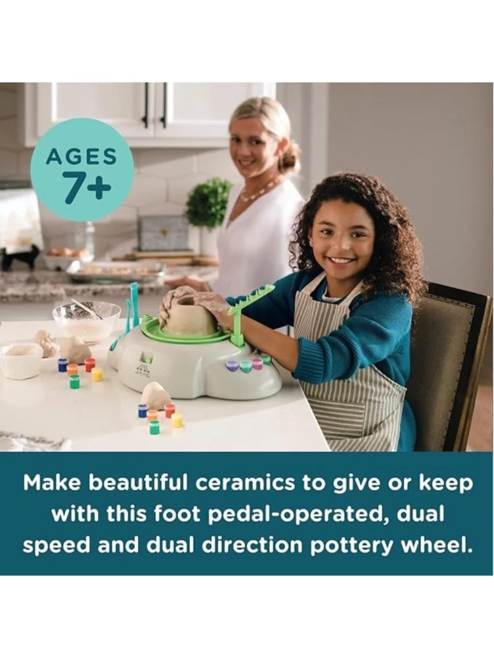 MindWare Pottery Wheel for Beginners Pottery Kit with Air-Dry Clay, Tools NEW